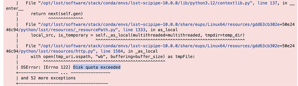 Disk quota exceeded by custom coadds - Rubin Science Platform - Rubin ...